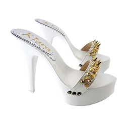 HOLZSCHUHE WEISS MIT METALLIC TIPS