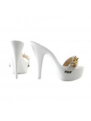 HOLZSCHUHE WEISS MIT METALLIC TIPS
