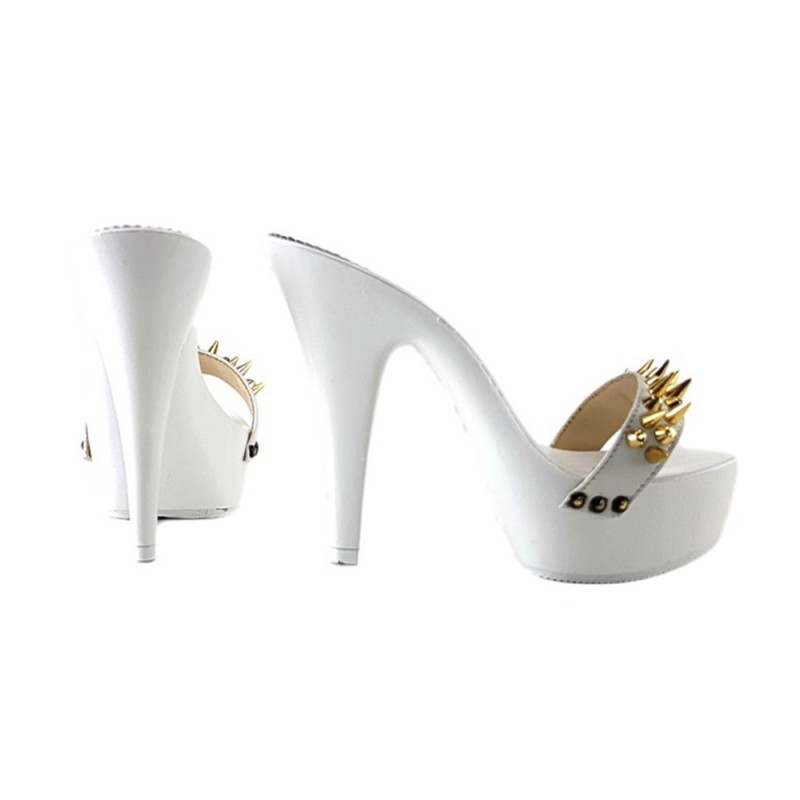 HOLZSCHUHE WEISS MIT METALLIC TIPS