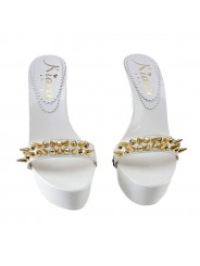 HOLZSCHUHE WEISS MIT METALLIC TIPS