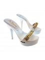 HOLZSCHUHE WEISS MIT METALLIC TIPS