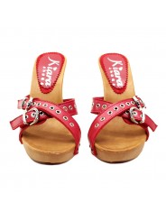 SABOT EN CUIR POUR FEMME ROUGE