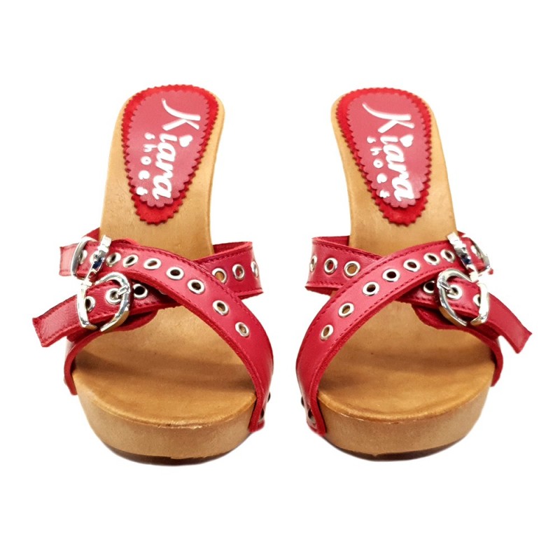 SABOT EN CUIR POUR FEMME ROUGE
