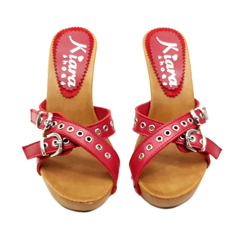 SABOT EN CUIR POUR FEMME ROUGE