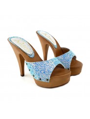 ZUECOS CON BRILLO AZUL TACON 13