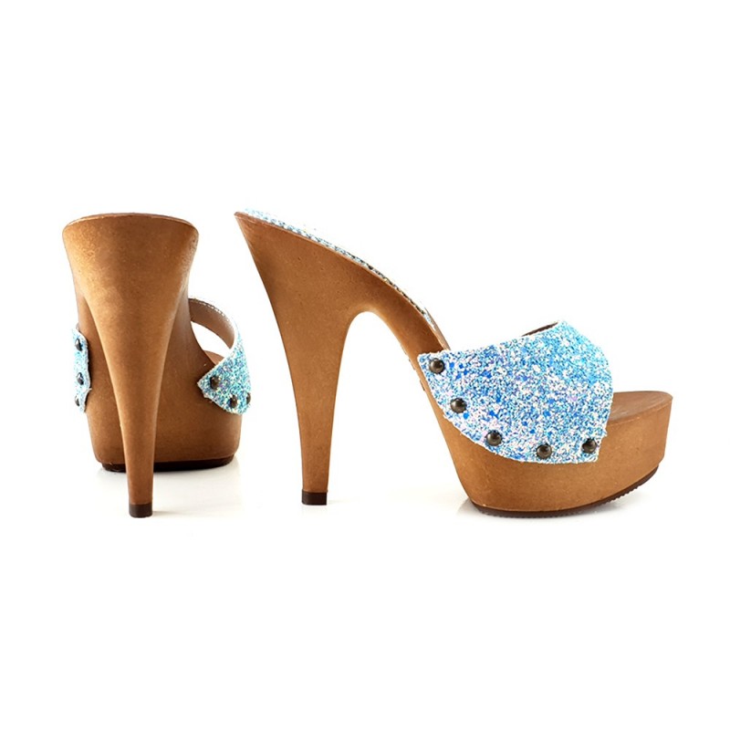 ZUECOS CON BRILLO AZUL TACON 13