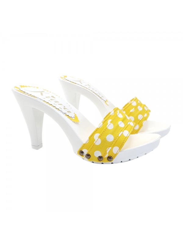 SABOTS AVEC BANDE JAUNE A POIS