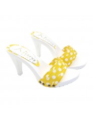 CLOGS WITH YELLOW POLKA DOT UPPER HEEL 9
