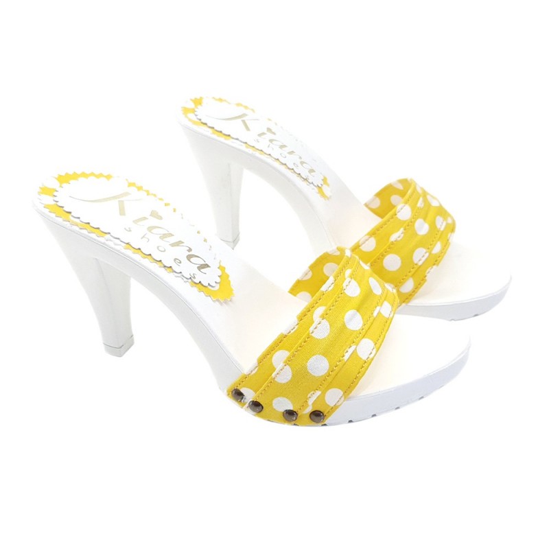 SABOTS AVEC BANDE JAUNE A POIS