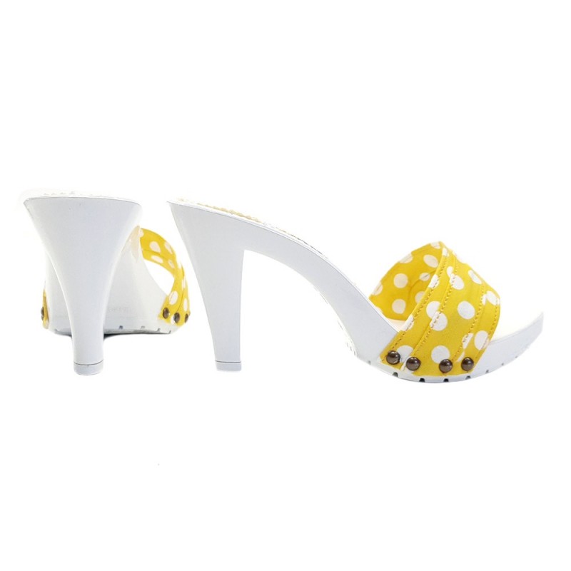 SABOTS AVEC BANDE JAUNE A POIS