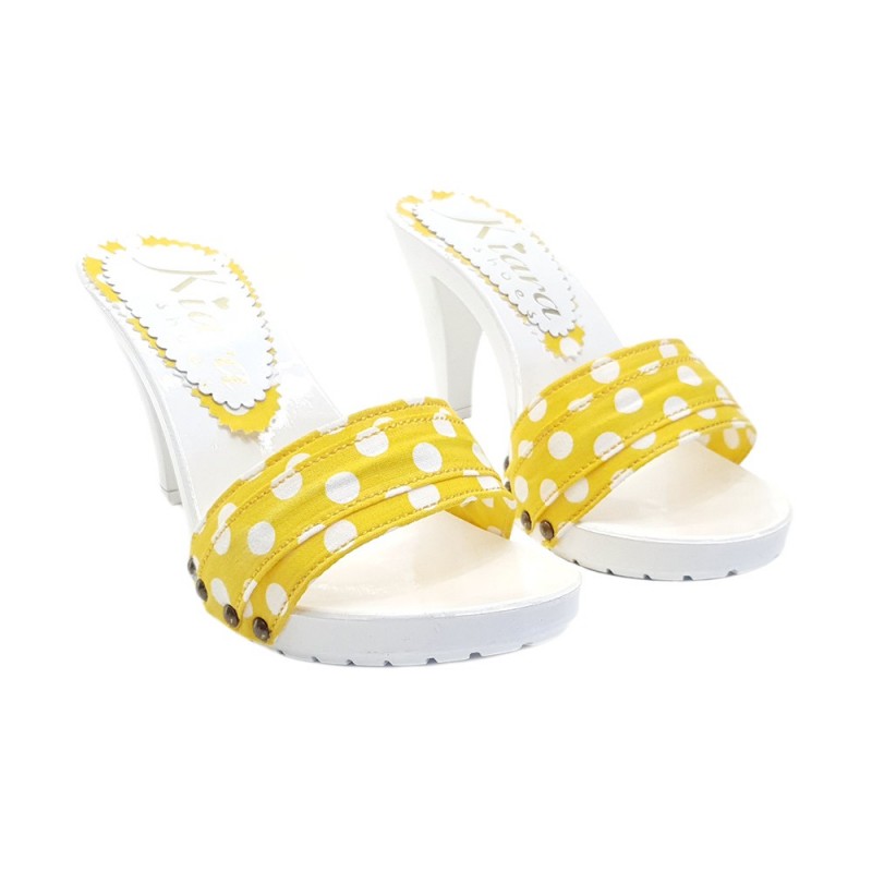 SABOTS AVEC BANDE JAUNE A POIS