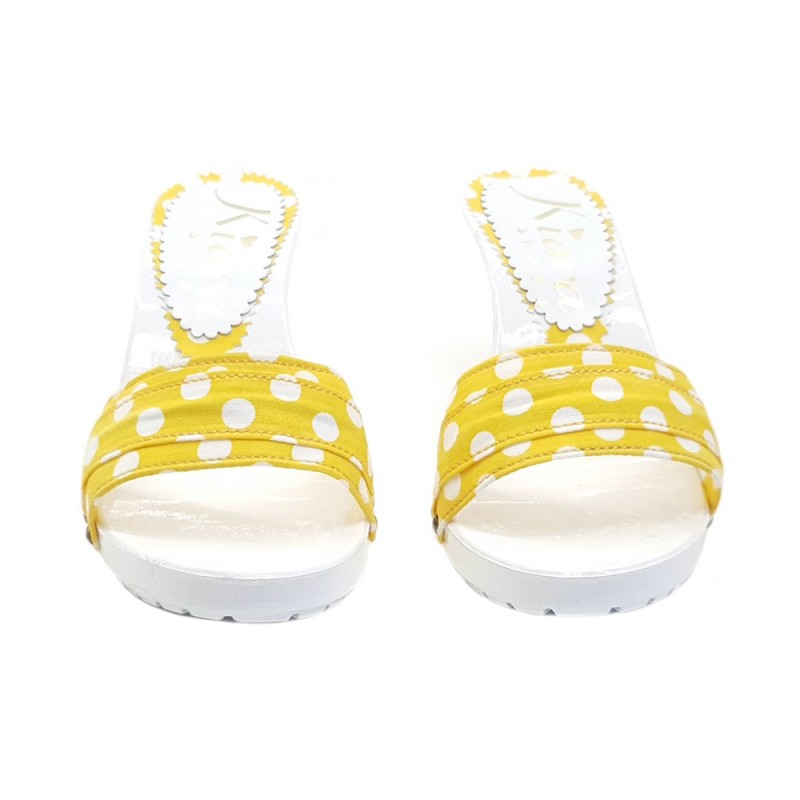 SABOTS AVEC BANDE JAUNE A POIS