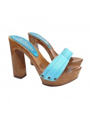 TURQUOISE CLOGS COMFY HEEL