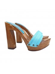 TURQUOISE CLOGS COMFY HEEL