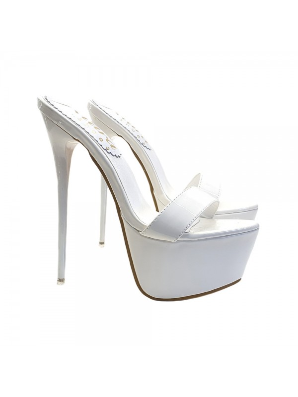 HIGH STILETTO IN WHITE PATENT LEATHER HEEL 17