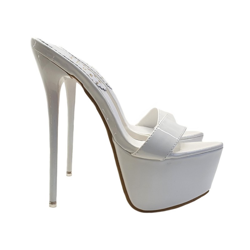 SABOT BLANC EN CUIR VERNI SEXY TALON 17.5 N. JUSQU'À 44