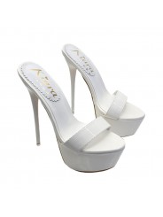 SABOT BLANC EN CUIR VERNI SEXY TALON 17.5 N. JUSQU'À 44