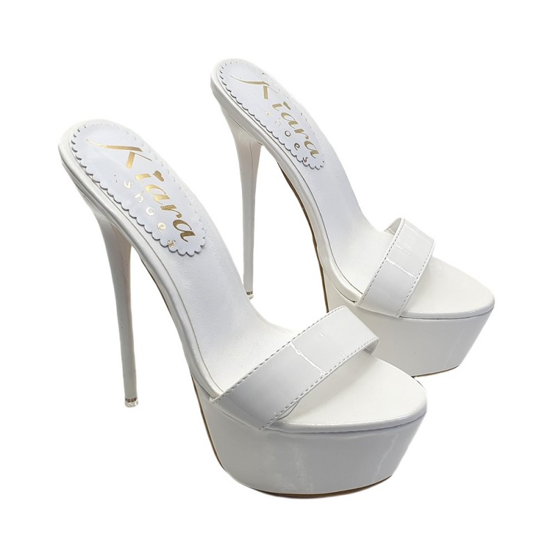 SABOT BLANC EN CUIR VERNI SEXY TALON 17.5 N. JUSQU'À 44