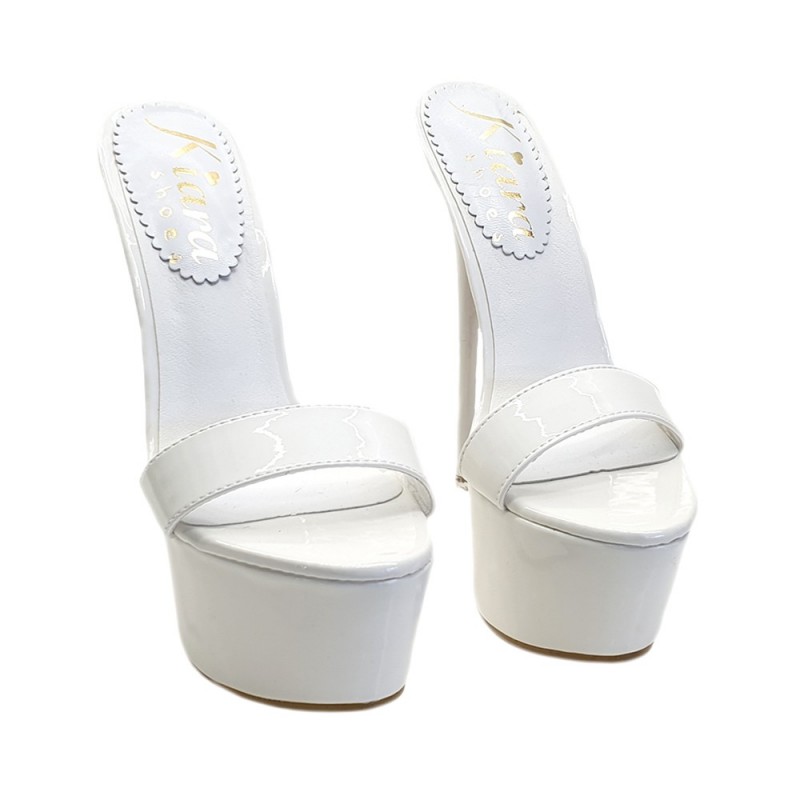 SABOT BLANC EN CUIR VERNI SEXY TALON 17.5 N. JUSQU'À 44