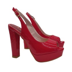 SANDALE EN CUIR VERNI ROUGE TALON 12