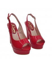 WOMEN'S RED PATENT LEATHER SANDALS HEEL 12
