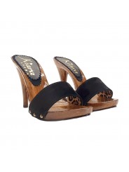 CLOGS SCHWARZ AUS WILDLEDER ABSATZ 12 MADE IN ITALY