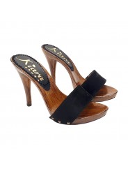 CLOGS SCHWARZ AUS WILDLEDER ABSATZ 12 MADE IN ITALY