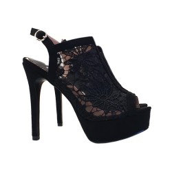 SCHWARZE SANDALEN AUS WILDLEDER ABSATZ 7