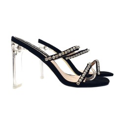 BLACK CRYSTAL SANDAL WITH PASTE HEEL 11