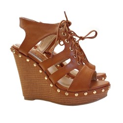 WEDGE SANDALS LEATHER COLOUR