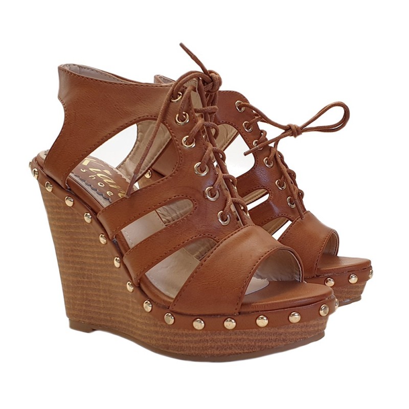 WEDGE SANDALS LEATHER COLOUR