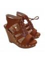 WEDGE SANDALS LEATHER COLOUR