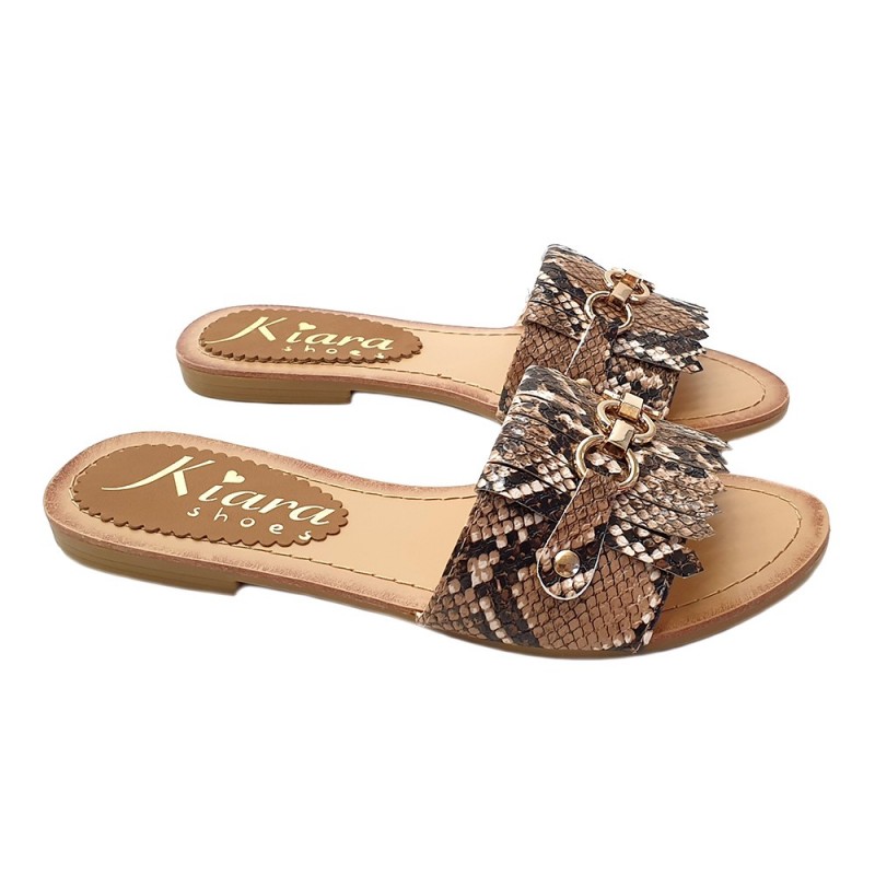 WOMEN'S JEWEL SANDALS WITH PYTHON EFFECT BAND