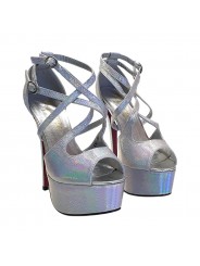 Multicolor stiletto heel sandals Height 14 cm