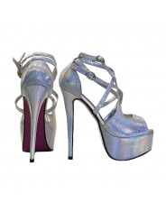 Multicolor stiletto heel sandals Height 14 cm