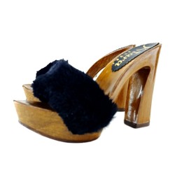 SANDALE MIT ABSATZ   SCHWARZES BAND-K12001 NERO
