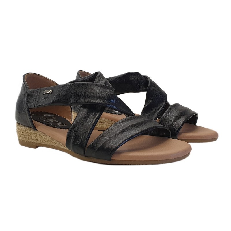 SCHWARZE SANDALEN MIT SEILABSATZ