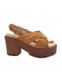 SANDALES MARRON AVEC BRIDE RÉGLABLE AU TALON DE 9 CM - CONFORTABLES