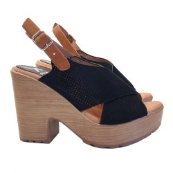 WOMEN'S BLACK SANDALS IN SYNTHETIC SUEDE
