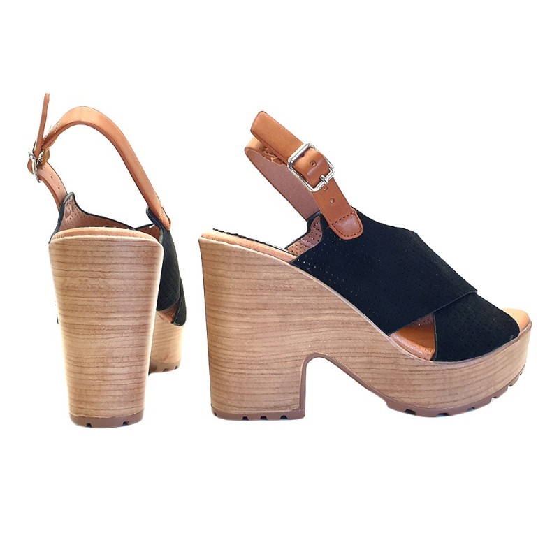 WOMEN'S BLACK SANDALS IN SYNTHETIC SUEDE