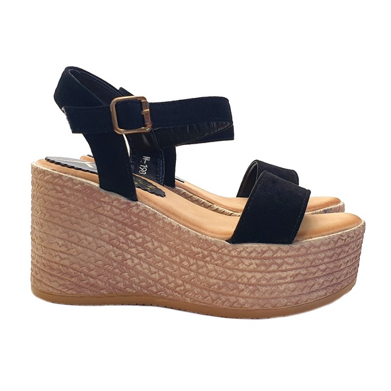 LADY WEDGE IN SUEDE WITH ANKLE STRAP