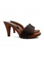HEEL CLOGS IN DARK BROWN LEATHER HEEL CLOGS IN DARK BROWN LEATHER