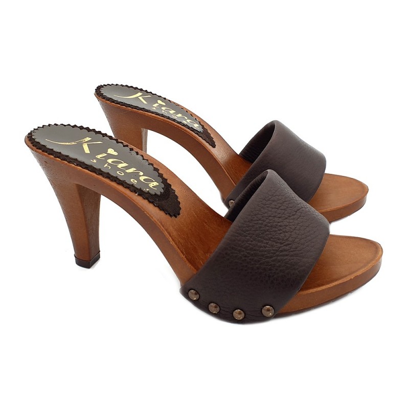 ZOCCOLO CON FASCIA IN PELLE COLORE TESTA DI MORO ZOCCOLO CON FASCIA IN PELLE COLORE TESTA DI MORO