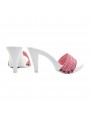 WHITE HEEL CLOGS WITH RED PIN-UP STYLE UPPER WHITE HEEL CLOGS WITH RED PIN-UP STYLE UPPER
