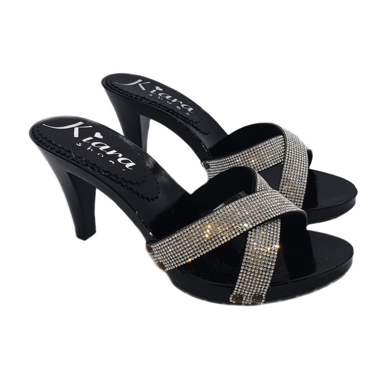 ZOCCOLI DA DONNA CON STRASS TACCO 9