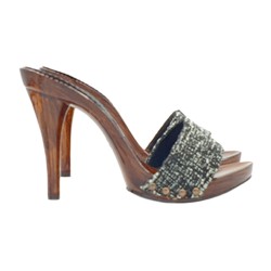 CLOGS SCHWARZ AUS TWEED ABSATZ 12