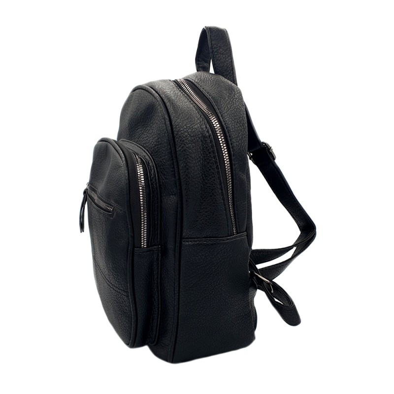 SAC À DOS EN CUIR SYNTHÉTIQUE NOIR UNISEX