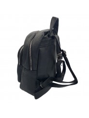 BLACK SYNTHETIC LEATHER BACKPACK UNISEX