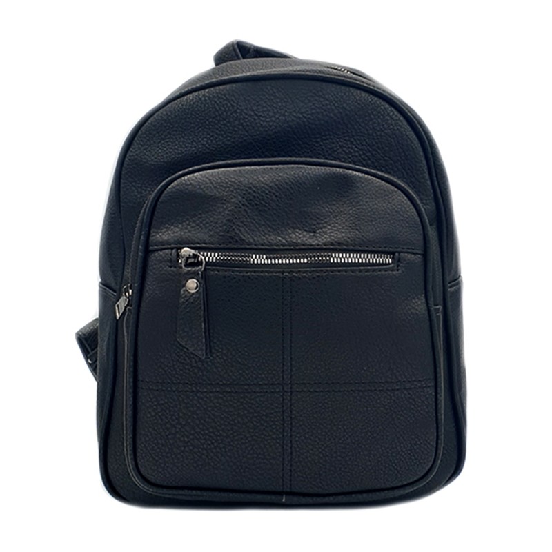 BLACK SYNTHETIC LEATHER BACKPACK UNISEX