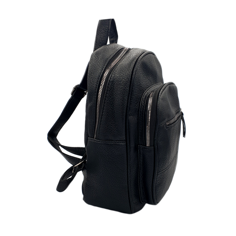 BLACK SYNTHETIC LEATHER BACKPACK UNISEX